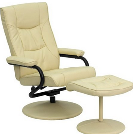 Flash Furniture BT-7862-CREAM-GG Contemporary Cream Leather Recliner/Ottoman with Wrapped Base $109.00 (50%off)