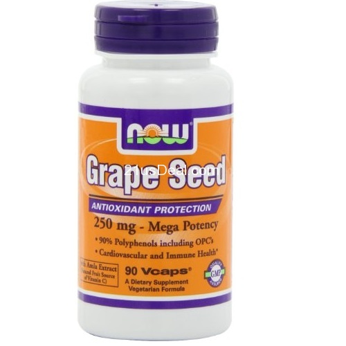  NOW GRAPE SEED EXTRACT - 250 MG - MEGA POTENCY - 90 Vcaps, only $12.24 