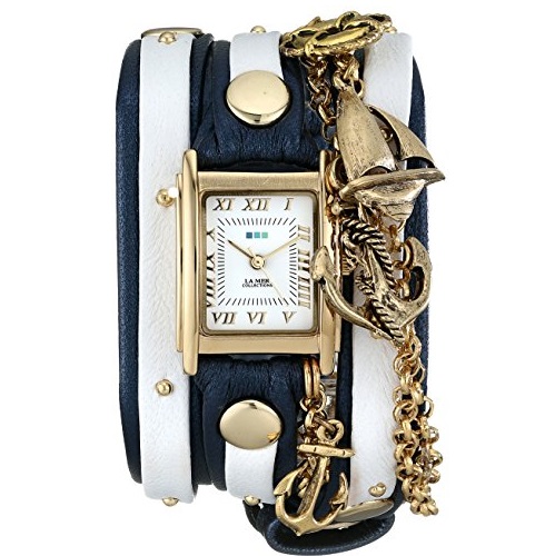 La Mer Collections海藍系列女士LMCW7004水晶鏈裝飾手錶，原價$170.00，現使用折扣碼后僅售$115.60，免費一日快遞！