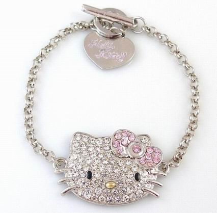Hello Kitty Silver Plated Crystal Charm Bracelet     $14.99（70%off）