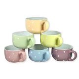Francois et Mimi Set of 6 Large-Sized 14 Ounce Colored Ceramic Coffee & Soup Mugs $9.99
