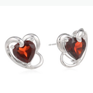 Sterling Silver Genuine Garnet Heart Stud Earrings  $22.00(45%off)  