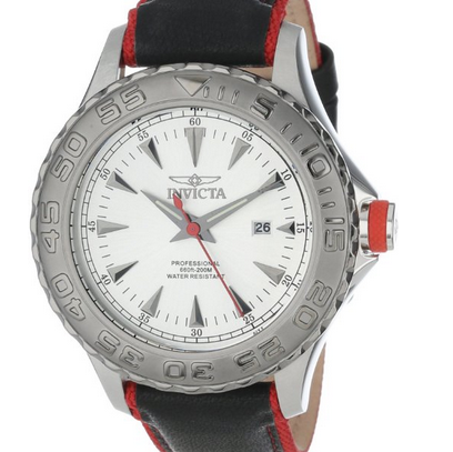 Invicta Men's 12613 Pro Diver Silver Dial Black Leather Strap Watch  $60.50 (92%off) 
