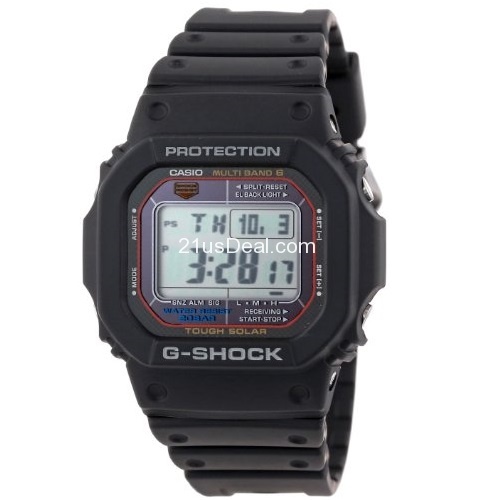 经典红圈！Casio卡西欧 G-Shock GWM5610-1 男式太阳能6局电波表，原价$140.00，现仅售$84.00，免运费