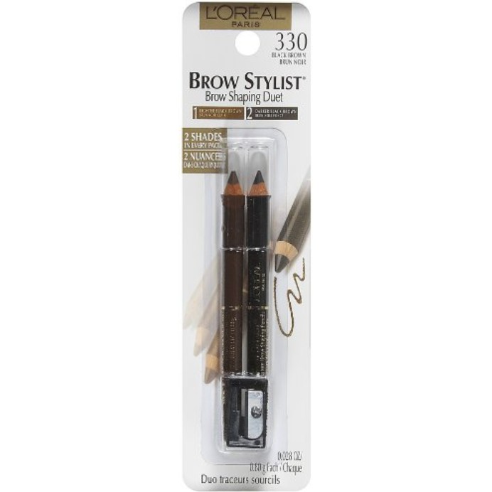 L'Oreal Paris Brow Stylist Custom Brow Shaping Pencil, Lighter Black Brown & Darker Black Brown, 0.56 Ounce $5.67