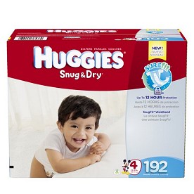 Huggies Snug and Dry Diapers, Size 4, Economy Plus Pack, 192 Count $33.60