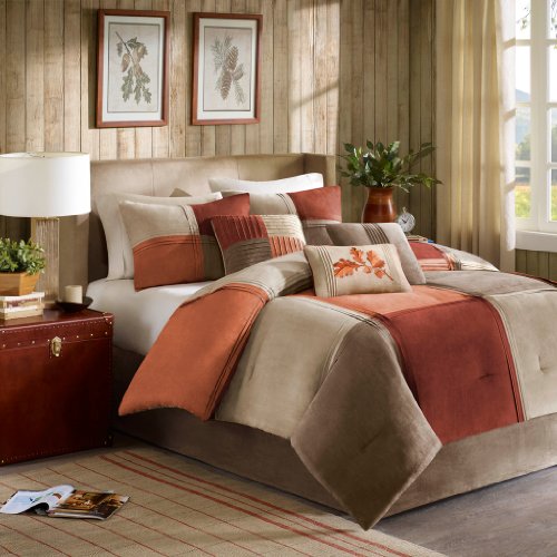 Madison Park Jackson Blocks 7 Piece Comforter Set - Orange - Queen $59.99 + $5.95 shipping