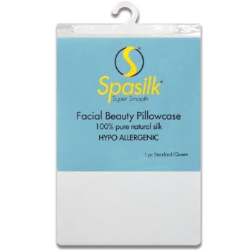 Spasilk 100% Pure Silk Facial Beauty Pillowcase, Standard/Queen, White $19.99 free shipping