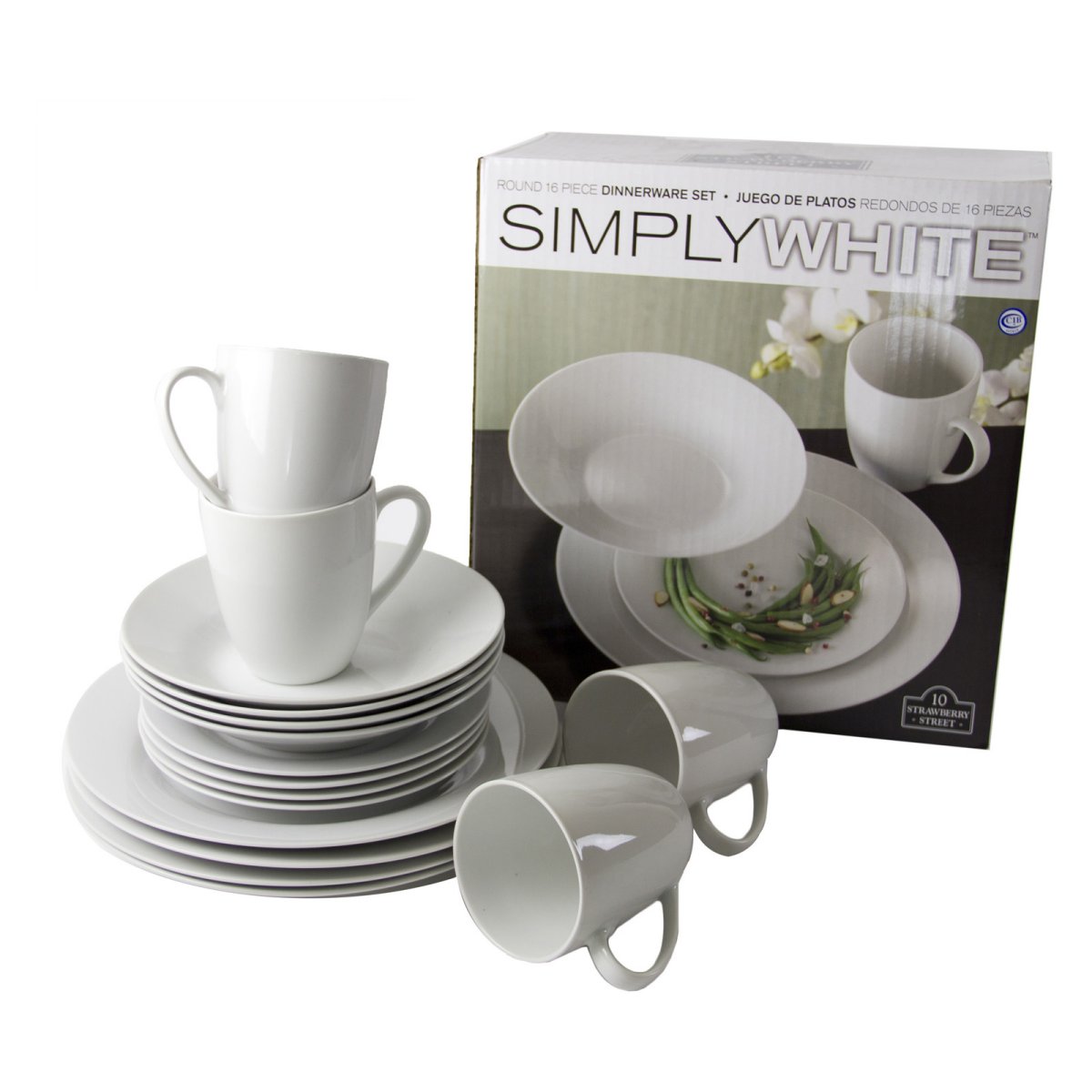 10 Strawberry Street Simply White 16-Piece Round Dinnerware Set $21.60