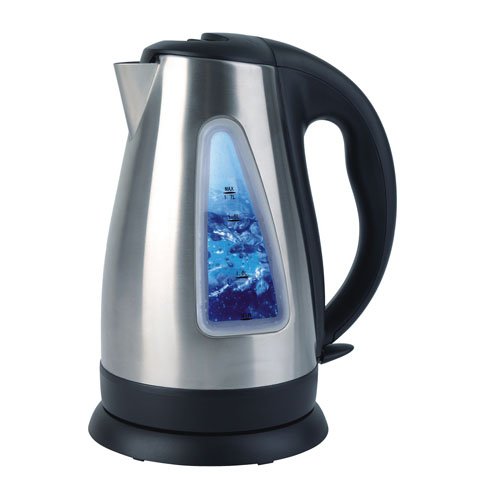 Galanz 1.7-Liter/7-Cup 1500W Automatic Stainless Steel Cordless Electric Kettle with Double Big Water Window & Pull-Up Lid, Speedy Boiling, 360 Cordless Power Base, Silver&Black   $29.99