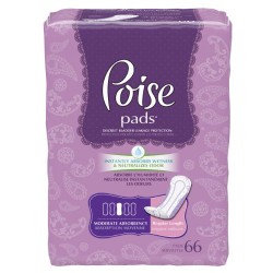 Poise Moderate Absorbency Pads, Regular Length, 66 Count $9.25