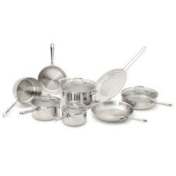 Emeril by All-Clad E914SC64 PRO-CLAD Tri-Ply Stainless Steel Dishwasher Safe 12-Piece Cookware Set, Sliver $159.99