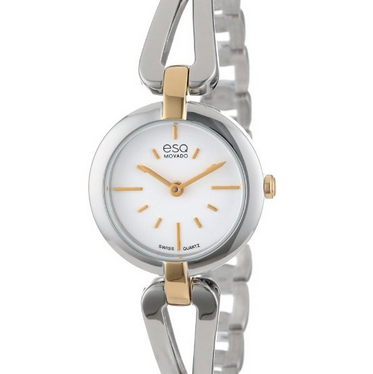  ESQ Movado摩凡陀 07101396女士金银色手镯腕表，原价$350.00，现仅售$169.00，免运费