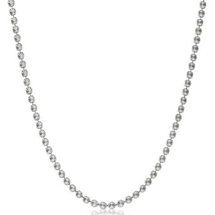 Italian Sterling Silver Rhodium Plated Diamond Cut Tennis-Like Necklace, 17
