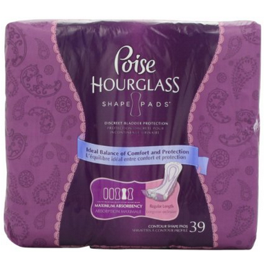 Poise Hourglass Pads, Maximum, 39 Count $9.25 