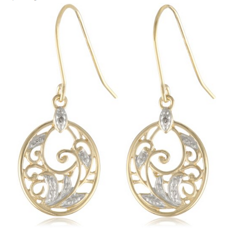 Yellow Gold Plated Sterling Silver Diamond Accent Floral Dangle Earrings $29.00(64%off) 
