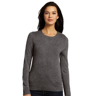 Christopher Fischer Women's 100% Cashmere Long Sleeve Crew Sweater with Button Detail On Shoulder, Dark Grey Heather, Medium  $37.67(78%off)   