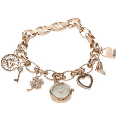 Anne Klein Women's 10/7604RGCH Swarovski Crystal Accented Rose Gold-Tone Charm Bracelet Watch $89.99(28%off) 