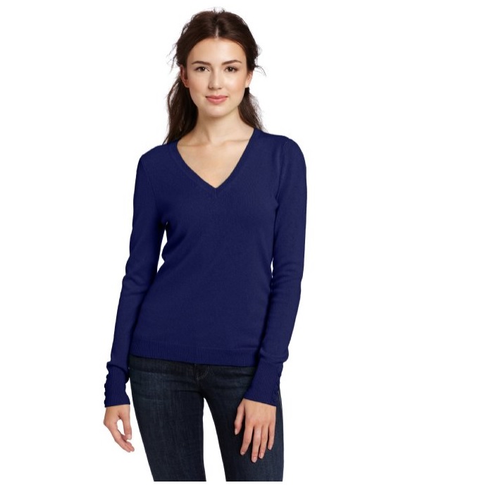 Christopher Fischer Women's 100% Cashmere V-Neck Button Cuff Detail Sweater $49.17+free shipping