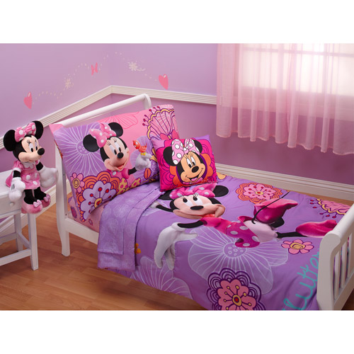 Disney 4 Piece Minnie's Fluttery Friends Toddler Bedding Set, Lavender, only$29.99, free shipping