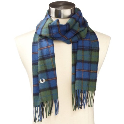 Fred Perry Men's Tartan Wool Scarf, Imperial Blue, One Size $36.91+free shipping