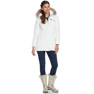 Marc New York by Andrew Marc Women's Madison Chevron Down Coat With Fur Hood,$165.00 + $6.49 shipping
