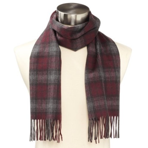Amicale Men's 100% Cashmere Woven Scarf, Plum/Grey Plaid, One Size $40.50+free shipping