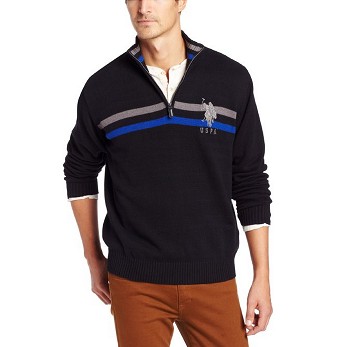 U.S. Polo Assn. Men's Chest Striped 1/4 Zip Cotton Sweater $19.99