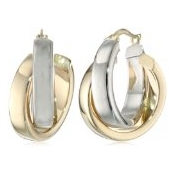 Duragold 14k Yellow, White, or Two-Tone Gold Satin and Polished Crossover Hoop Earrings $199.99 FREE Shipping
