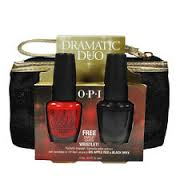 Opi Dramatic Duo Big Red Apple Red N25 & Black Onyx T02 with Free Wristlet $14.99