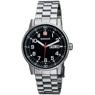 Wenger Men's 70163 Commando Day Date XL Black Dial Steel Bracelet Watch $152.73 