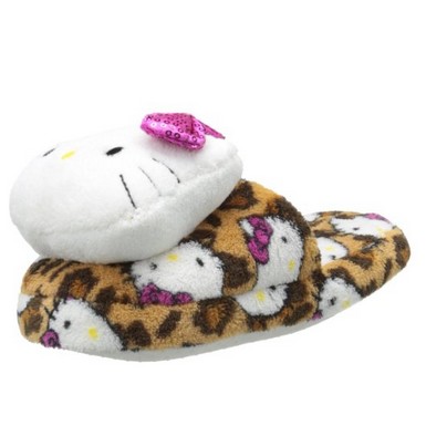 Hello Kitty Women's Printed Plush Slide Slipper With Sequin Bow $11.20