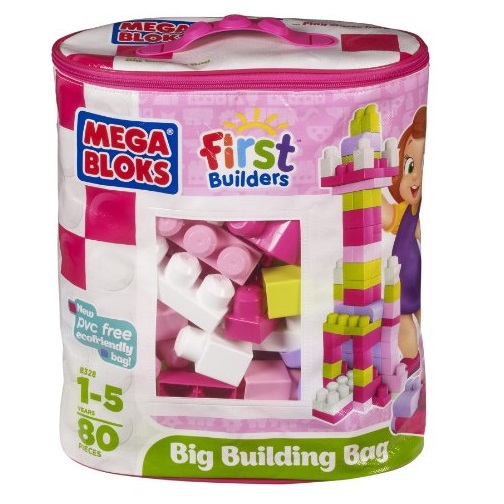 Mega Bloks DCH62 First Builders Big Building Bag, 80-Piece, Pink, only $10.00