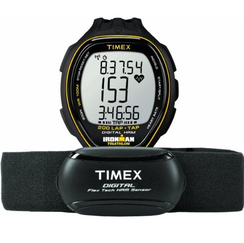 Timex T5K726F5 Men's Ironman Target Trainer TapScreen Heart Rate Monitor with Resin Strap Watch, Black/Yellow, Full-Size, only $63.99, free shipping