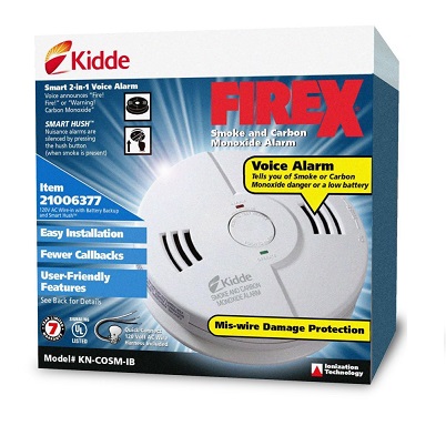 Kidde KN-COSM-IBA Hardwire Combination Carbon Monoxide and Smoke Alarm with Battery Backup and Voice Warning, Interconnectable, $27.11 