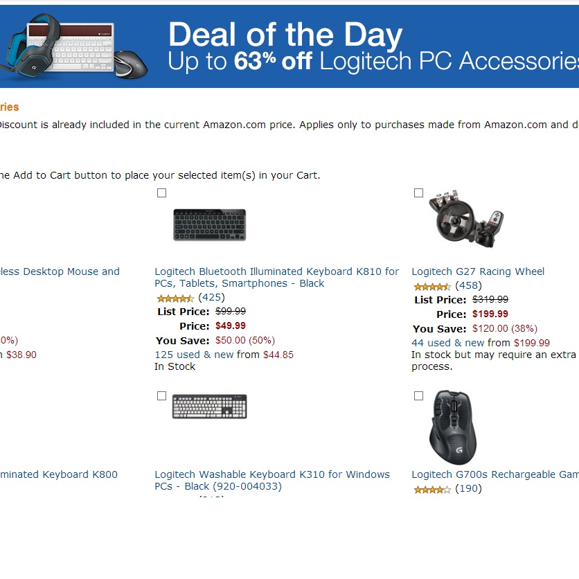 Up to 63% Off Select Logitech PC Accessories