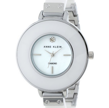 Anne Klein Women's AK/1423WTSV Genuine Diamond Accented White Ceramic Bangle Watch $39.99 (Save 64%) 