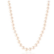 白色淡水珍珠項鏈配925純銀扣環(9-10mm ) 18
