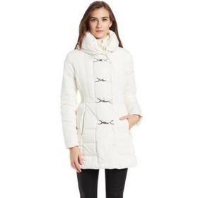 Jessica Simpson Women's Long Puffer Coat with Toggles, Ivory $116.99+free shipping