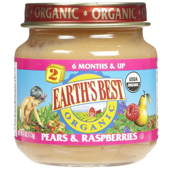 Earth's Best Organic Pears & Raspberries 4 Ounce Jars (Pack of 12) $12.32