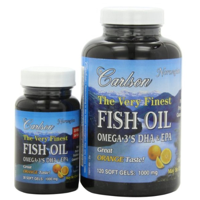 Carlson The Very Finest Fish Oil Orange Chewables, 120 + 30 Softgels, 1000 mg $13.16