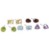 Sterling Silver Peridot, Garnet, Amethyst, Blue Topaz and Citrine Individually Boxed Stud Earring Set $58 FREE Shipping