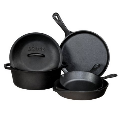 Lodge 5-Piece Cast Iron Cookware Set, Black $59.99(60%off) 