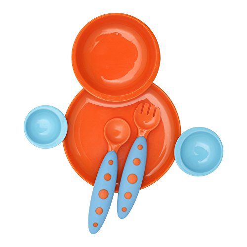 Boon Groovy Interlocking Plate & Bowl with Modware,Blue/Orange , only  $7.78  
