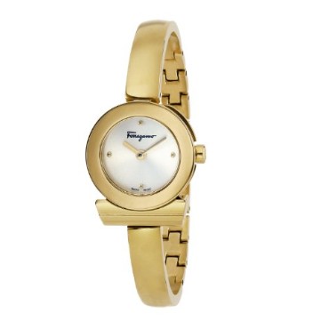 Salvatore Ferragamo Women's FQ5040013 Gancino Bracelet Yellow Gold Ion-Plated Stainless Steel Silver Sunray Dial Watch  $556.50 