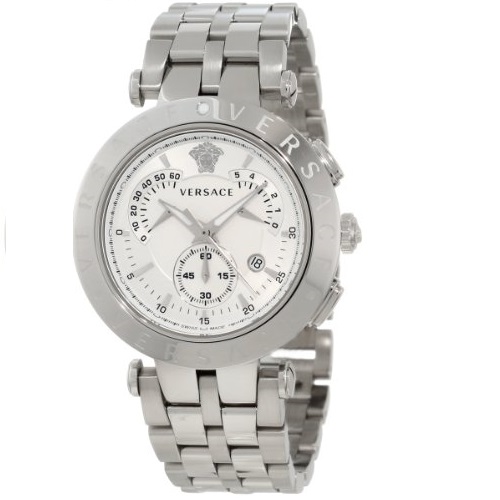Versace Men's 23C99D002 S099 V-Race Stainless-Steel White Dial Chronograph Watch