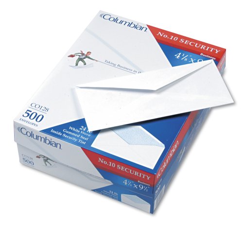 Columbian CO128 (#10) 4-1/8x9-1/2-Inch Security Tinted White Envelopes, 500 Count, only $11.75 