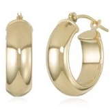 Duragold 14k Yellow Gold Half-Round Hoop Earrings $89 FREE One-Day Shipping