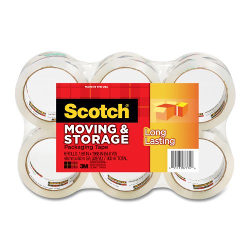 Scotch Long Lasting Moving and Storage Packaging Tape, 1.88 Inch x 54.6 yard, 6 Pack (3650-6), only $10.99