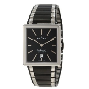 Edox Men's 27031 357N NIN Les Bemonts Rectangular Ultra Slim Watch $472.59 